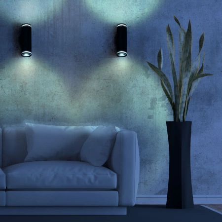 Wandleuchte Außenfassadenleuchte 2 x GU10 Schwarz PARIS Sanico Goldlux