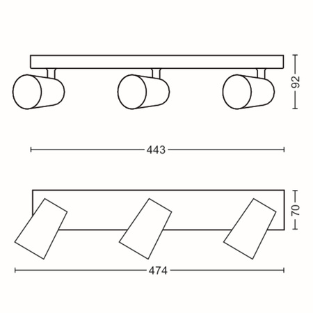 LED PAISLEY Deckenleuchte 3x GU10 Reflektor Leuchte Moving grey PHILIPS