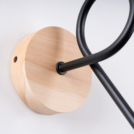 Wandleuchte E27 Naturholz Schwarz Glut Pfirsich Puff SL.1476 Sollux