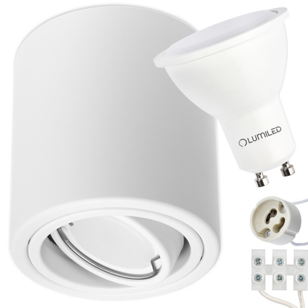 Metall-Anbauleuchte HALOGEN Weiß SPOT TUBA 10cm + LED 5W 3000K Lumiled