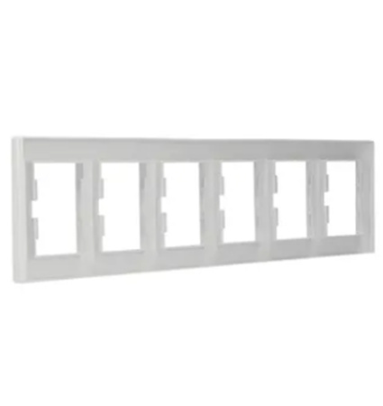 6-fach horizontaler Rahmen für 6-fach weiße Asphora-Steckdose