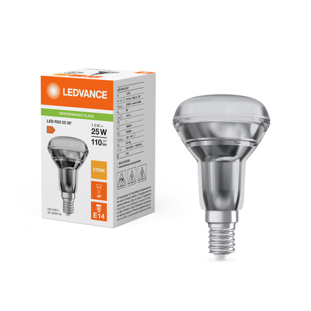 LED Lampen R50 E14 1.5W = 25W 110lm 2700K Warmweiß FILAMENT LEDVANCE