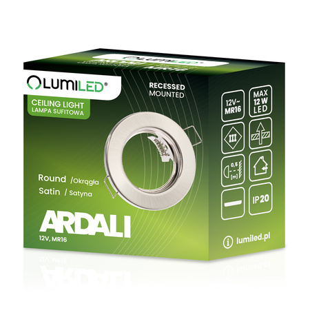 Einbaustrahler GU10, MR16 Einbauspot HALOGEN Runde Fest Satin Blech ARDALI LUMILED