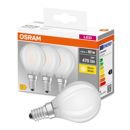 3PAK LED-Lampe E14 P45 4W = 40W 470lm 2700K Warm OSRAM Sockel