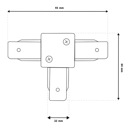 Schwarzer Dreifach-T-Stecker für einphasige Sammelschienen – Sammelschienen