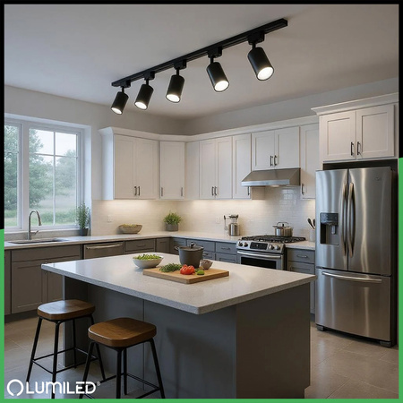 2m Stromschiene + 4x Schienenstrahler GU10 Schwarz RITI LUMILED