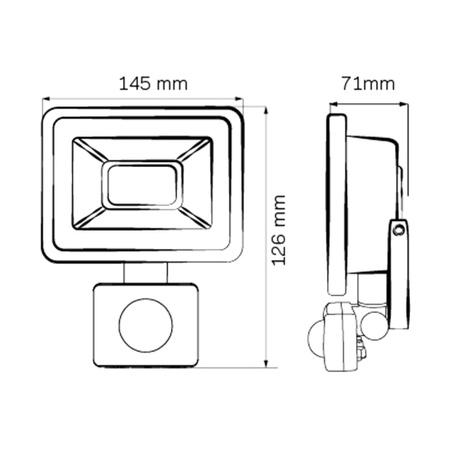 LED Fluter 10W 800lm 3000K Schwarz mit Bewegungs- und Dämmerungssensor GOLDLUX (Polux)