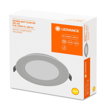 Einbau-LED-Panel 6W 3000K DOWNLIGHT Slim DN105 LEDVANCE rund