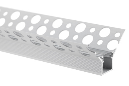 Eckprofil Architektonisches Aluminium LED-Profil typ W für Gipskartonplatten mit Klarglasabdeckung, 1m LUMILED