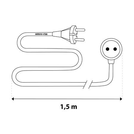 Netzverlängerungskabel Geerdete Steckdosenleiste 1 Steckdose 1,5m Weißes Kabel Lendo Lumiled