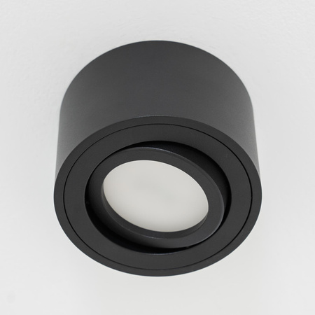 Halogen-Aufbauleuchte, Aufbauspot 50mm Runde Tube Schwarz AMAT-S+LED-Einsatz 7W 4000K LUMILED