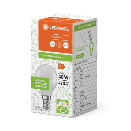 LED-Lampe E14 P45 4.9W = 40W 470lm 4000K Neutral 200° Ledvance