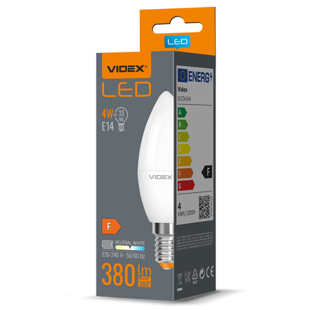 LED Lampen E14 C37 Kerze 4W = 33W 380lm 4000K Neutral 220° Videx