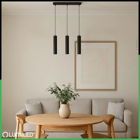 Hängelampe 29cm Reflektor 3x GU10 LED SOPLO Schwarz LUMILED