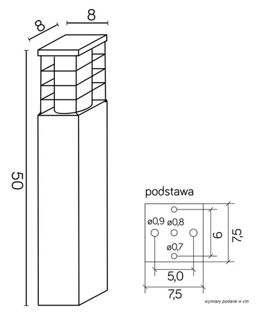 Außenstehende Gartenleuchte POST RADO II 2 DGL E27 50cm Su-Ma