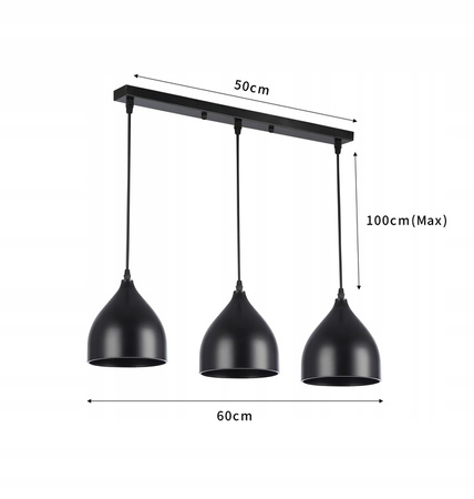 Masterled Deckenleuchte 3x E27 Schwarz Como Pendelleuchte