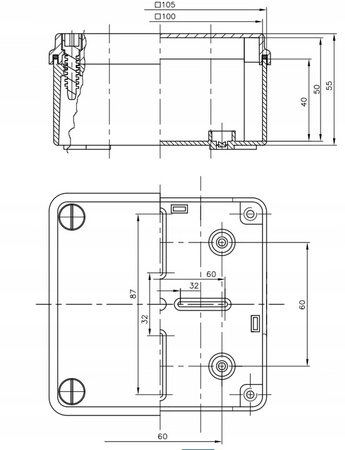 Hermetische Aufputz-Installationsdose S-BOX 116C 100x100x50 IP65 PAWBOL