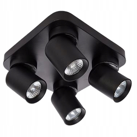 TIMO Decken-/Wandleuchte Wandleuchte Reflektor bewegliche Halogenleuchte 4 xGU10 schwarzes quadratisches LVT