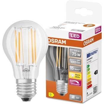 E27 A75 LED Lampen 8W = 75W 1055lm 2700K Warm 320° OSRAM STAR DIM Filament