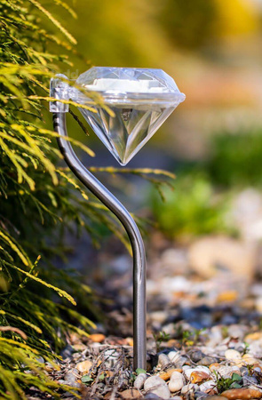 Solar-Garten-LED-Lampe zum Einstecken dekorativ Außen DIAMANT Chrom RGB