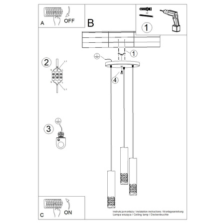 Hängelampe 3x GU10 Weiß LIRO Ocean Green SL.1694 Sollux