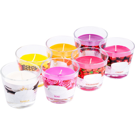 Duftende Dekokerze im Glas Rose