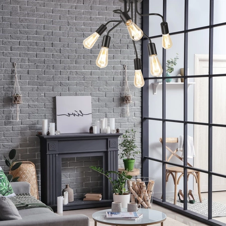 HILDA Deckenleuchte 6xE27 Schwarz LM-6.154 Lamkur