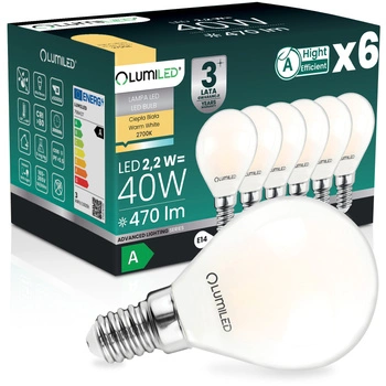 6x LED-Lampe E14 Kugel P45 2,2W 470lm = 40W 2700K warmweiß 360° Filament Energieklasse A LUMILED