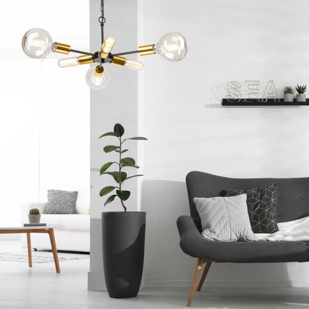 STARLA Pendelleuchte 6xE27 Schwarz Gold LM-6.144 Lamkur