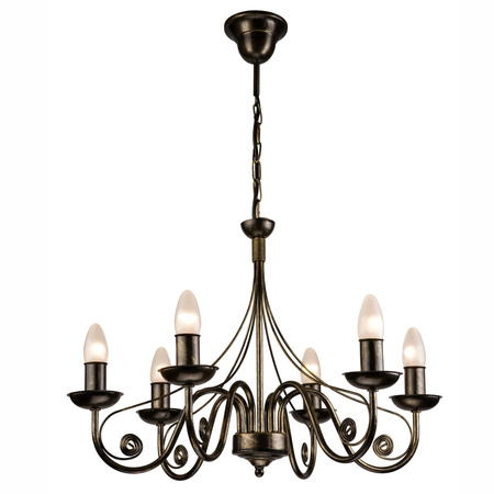 DONATO Hängelampe 6xE14 Kronleuchter Schwarz Klassisch LM-6.29 Lamkur