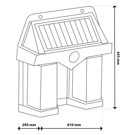 Solar LED Wandleuchte Solar-Fassadenstrahler Dämmerungssensor Schwarz
