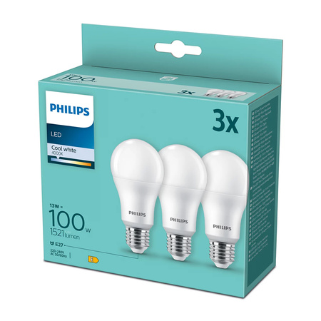 3x LED Lampe E27 A67 13W = 100W 1521lm 4000K Neutral PHILIPS