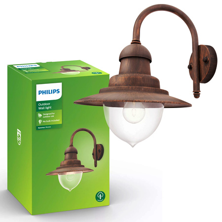 Gartenleuchte LED Wandleuchte RAINDROP myGarden E27 IP44 Laterne für Down Brown PHILIPS