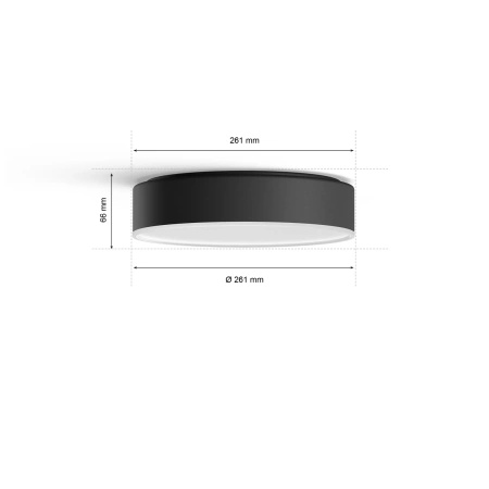 LED Decke Plafond Enrave Schwarz 9.5W 26cm CCT PHILIPS HUE Bluetooth + Dimmschalter