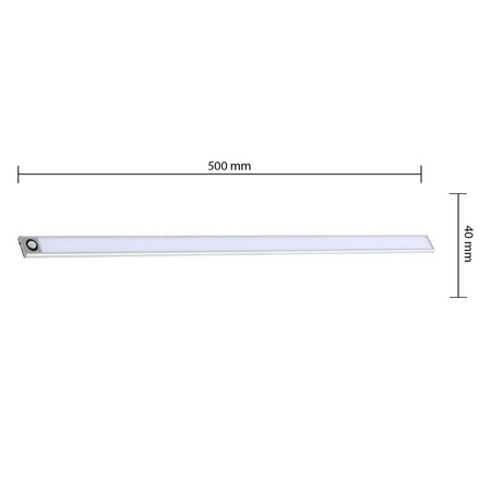 LED-Unterschrankleuchte Möbelleiste 3W 4500K 50cm mit Bewegungsmelder Silber