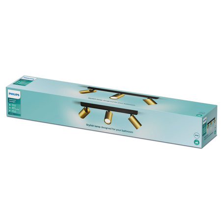 Reflektor-Deckenleuchte 3x GU10 IP44 Kupfer-Schwarz Kosipo Philips