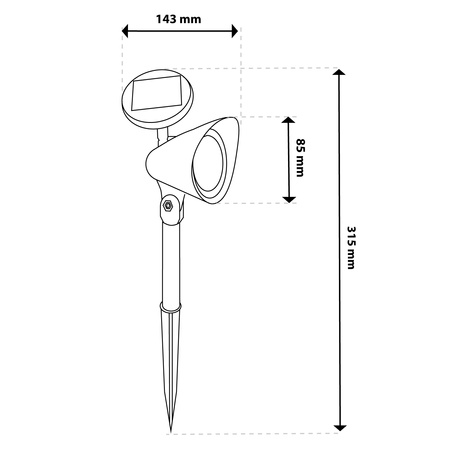 Solar-Gartenlampe LED-Richtungsscheinwerfer mit Dämmerungssensor Schwarz IP44