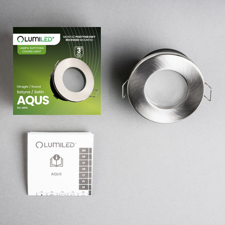 Einbaustrahler GU10, Einbauspot HALOGEN hermetisch für Badezimmer IP44 Satin AQUA LUMILED