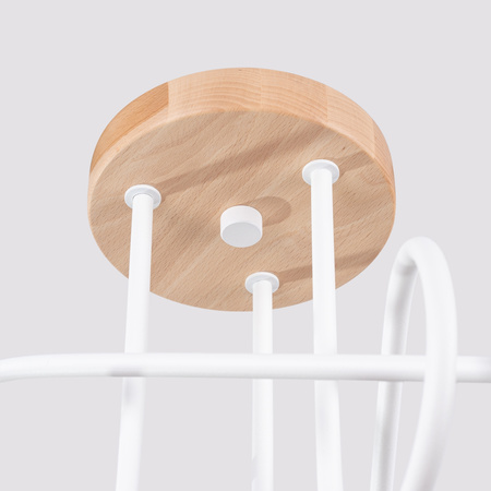 Deckenleuchte Kronleuchter Spider Pendelleuchte 3x E27 Naturholz Weiß Ember Peach Puff SL.1474 Sollux