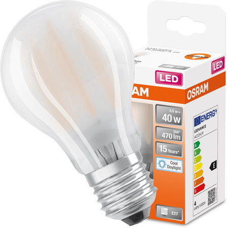 LED Leuchtmittel E27 A60 4W = 40W 470lm 6500K Kalt 300° OSRAM STAR Filament