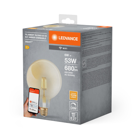 Dekorative Leuchtmittel E27 G125 6W 680lm 2400K Warm SMART+ WiFi Filament GLOBE Gold Dimmbar LEDVANCE