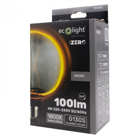LED-Lampe Glühbirne G130 E27 4W 100lm 1800K Warm FILAMENT Dekorativ ZERO Ecolight