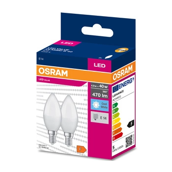 2x LED Lampe E14 B35 4,9W = 40W 470lm 4000K Neutral 200° OSRAM VALUE