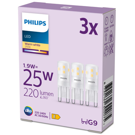 LED Lampen 3x G9 CAPSULA 1.9W = 25W 220lm 2700K Warm PHILIPS