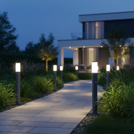 Gartenlampe LED-Mast E27 OSLO TUBA GOLDLUX (Polux) HOCHGRAU 100cm