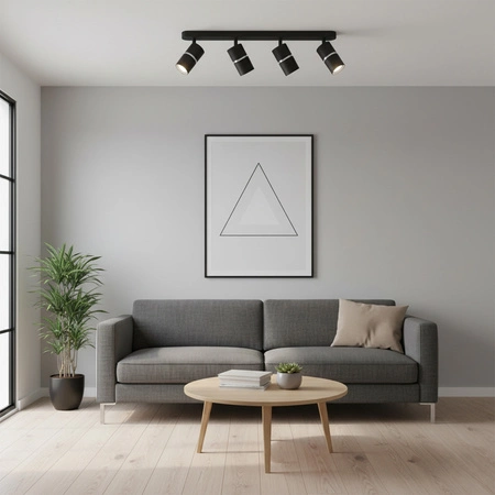 Wand- &amp; Deckenstrahler 4x GU10 SchwarzSilber BAMBOO Sanico Goldlux