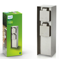 Elektrischer Gartenpfahl ROCK myGarden 2x Steckdose 230V IP44 mit Erdung Silber PHILIPS