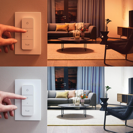 3PAK LED-Glühbirne E27 A60 9W CCT RGB PHILIPS HUE White & COLOR Ambiance Bluetooth Zigbee + Hue Bridge + Dimmerschalter