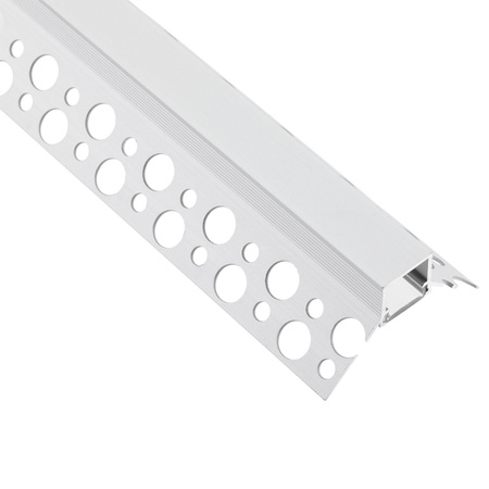 Eckprofil Architektonisches Aluminium LED-Profil typ W für Gipskartonplatten mit Klarglasabdeckung, 2m LUMILED