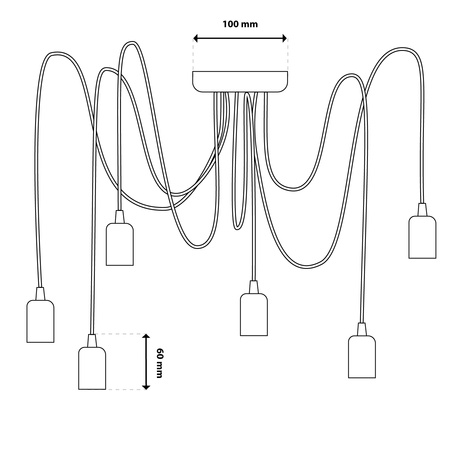 Pendelleuchte mit 6x E27-Sockeln einstellbare, Hängelampe Schwarz mit 6-fach Pendel Spinne Arane LUMILED